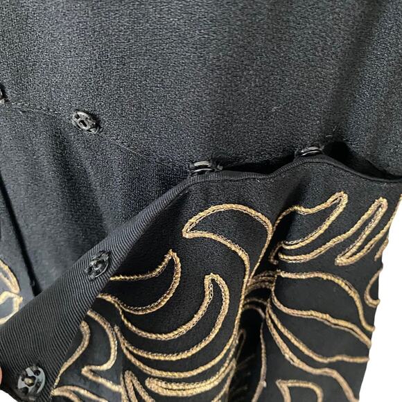 Paul Sachs Vintage 1950s Vintage Black Gold Dress with Removable Peplum medium - Picture 6 of 10